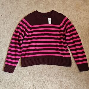 GAP Pink and Maroon Striped Sweater